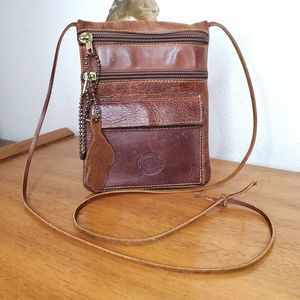 Roots Small Brown Leather Shoulder Purse Casual Wallet Canada Distressed Bag